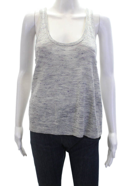 Theory Womens Linen Sleeveless Scoop Neck Pullover Tank Top Gray Size S