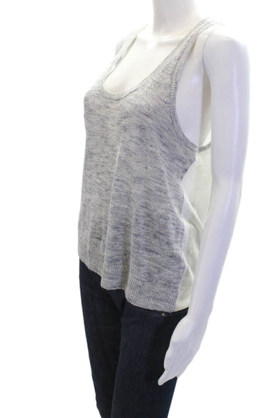 Theory Womens Linen Sleeveless Scoop Neck Pullover Tank Top Gray Size S