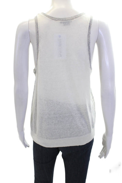 Theory Womens Linen Sleeveless Scoop Neck Pullover Tank Top Gray Size S