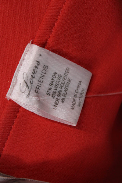 Lovers + Friends Womens Crochet Trim Short Sleeves Blouse Orange Size Small