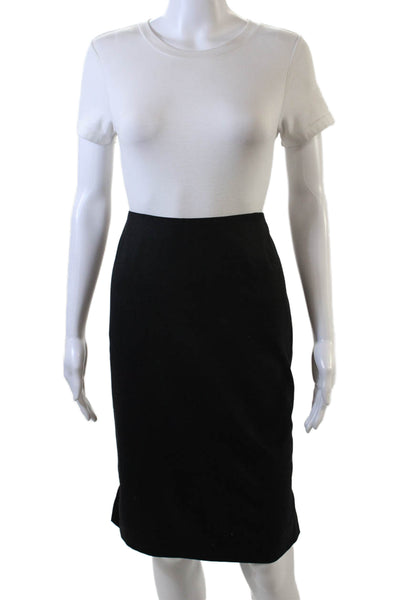 Akris Womens Side Zip Knee Length Pencil Skirt Dark Gray Wool Size 8