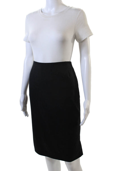 Akris Womens Side Zip Knee Length Pencil Skirt Dark Gray Wool Size 8
