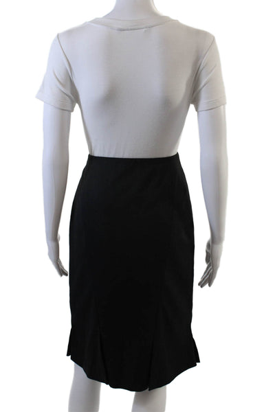 Akris Womens Side Zip Knee Length Pencil Skirt Dark Gray Wool Size 8