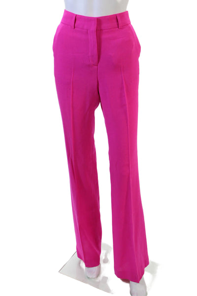 Filles A Papa Womens Creased Straight Leg Dress Pants Fuchsia Pink Wool Size 2