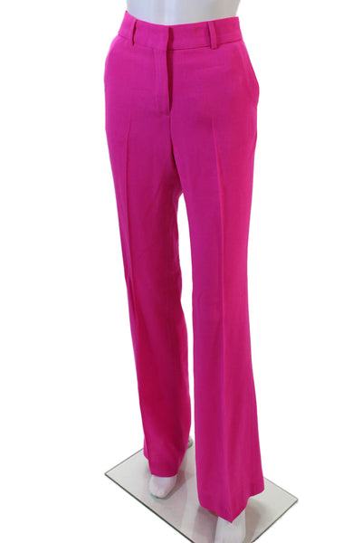 Filles A Papa Womens Creased Straight Leg Dress Pants Fuchsia Pink Wool Size 2