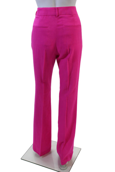 Filles A Papa Womens Creased Straight Leg Dress Pants Fuchsia Pink Wool Size 2