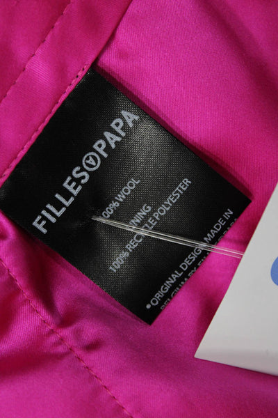 Filles A Papa Womens Creased Straight Leg Dress Pants Fuchsia Pink Wool Size 2