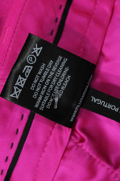 Filles A Papa Womens Creased Straight Leg Dress Pants Fuchsia Pink Wool Size 2