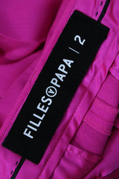 Filles A Papa Womens Creased Straight Leg Dress Pants Fuchsia Pink Wool Size 2