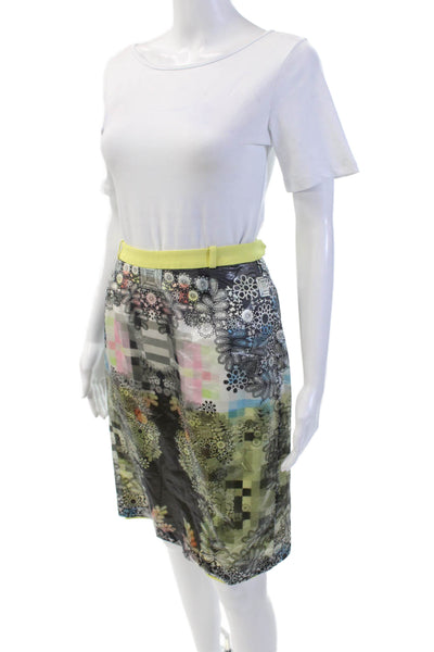 Preen By Thornton Bregazzi Womens Abstract Print Pencil Skirt Multicolor Size S