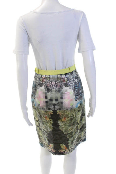Preen By Thornton Bregazzi Womens Abstract Print Pencil Skirt Multicolor Size S