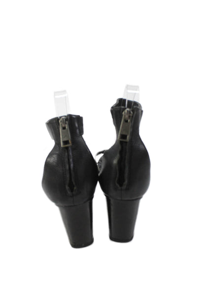 Joie Womens Textured Open Toe Zip Up Ankle Strap Block Heels Black Size 9.5