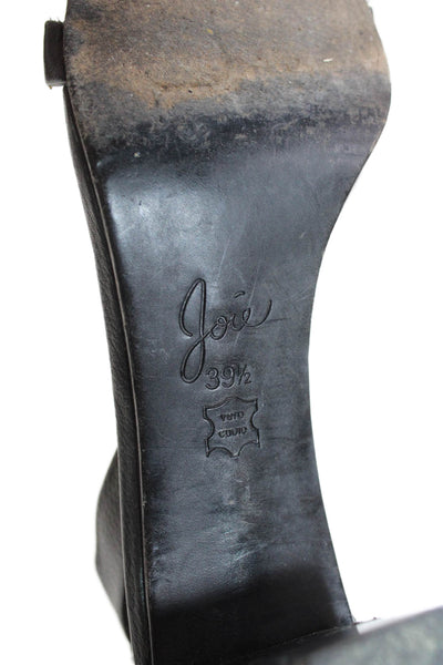 Joie Womens Textured Open Toe Zip Up Ankle Strap Block Heels Black Size 9.5