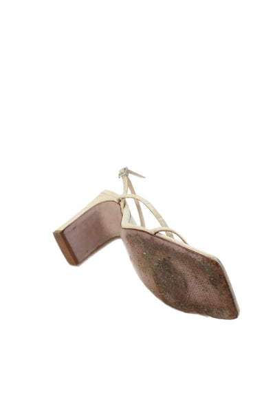 Schutz Womens Animal Print Open Toe Ankle Strap Heels Beige Size 10
