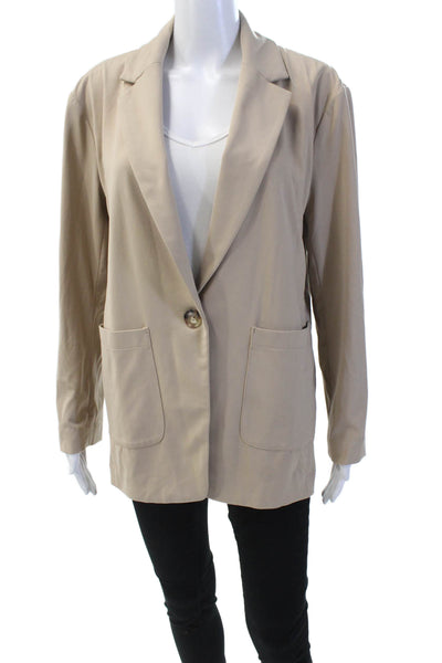 Lou & Grey Womens Notched Lapel Long Sleeve One Button Blazer Beige Size XS