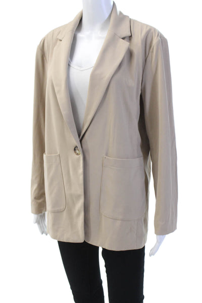 Lou & Grey Womens Notched Lapel Long Sleeve One Button Blazer Beige Size XS