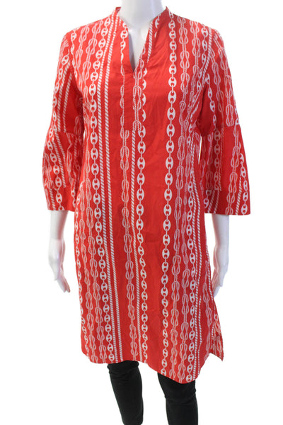 Le Sarte Pettegole Womens Cotton Chain And Rope Print Tunic Top Red Size 40