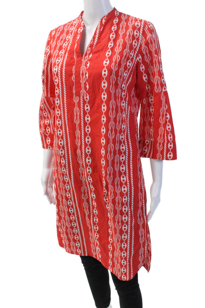 Le Sarte Pettegole Womens Cotton Chain And Rope Print Tunic Top Red Size 40