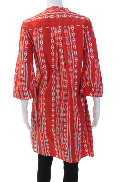 Le Sarte Pettegole Womens Cotton Chain And Rope Print Tunic Top Red Size 40
