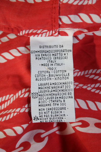 Le Sarte Pettegole Womens Cotton Chain And Rope Print Tunic Top Red Size 40
