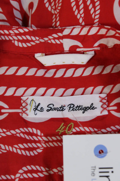Le Sarte Pettegole Womens Cotton Chain And Rope Print Tunic Top Red Size 40