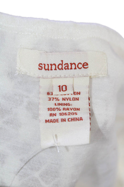Sundance Womens Short Sleeve Lace Asymmetric Midi Dress White Size 10