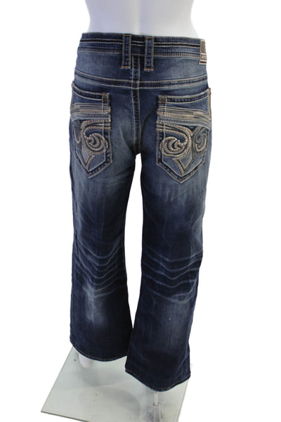 Affliction Womens Blake Dark Wash Distressed Wide Leg Jeans Blue Size 36