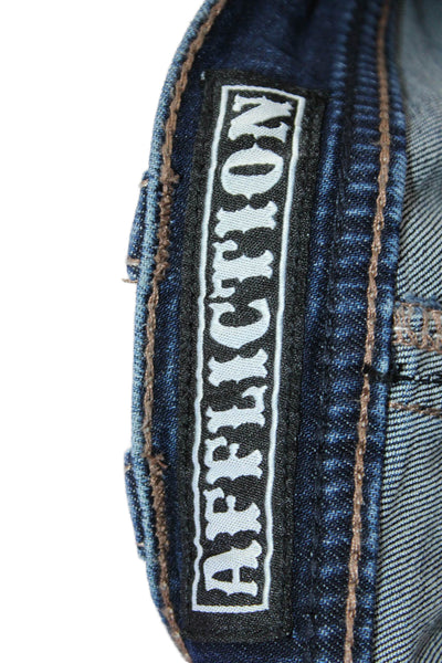 Affliction Womens Blake Dark Wash Distressed Wide Leg Jeans Blue Size 36