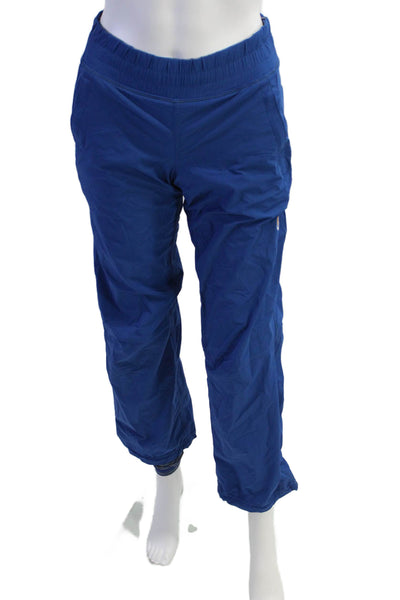 Lululemon Womens Mid Rise Pull On Straight Leg Windbreaker Pants Blue Size 2