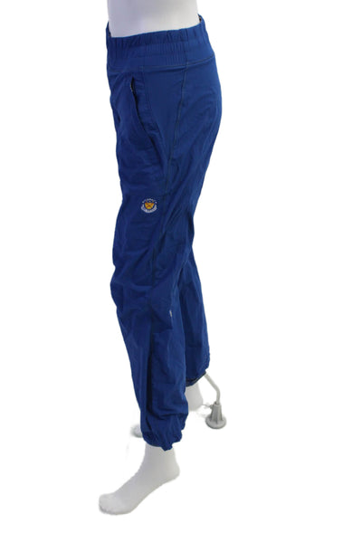 Lululemon Womens Mid Rise Pull On Straight Leg Windbreaker Pants Blue Size 2