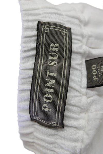 Point Sur Womens Linen High Rise Drawstring Waist Jogger Pants White Size Petite