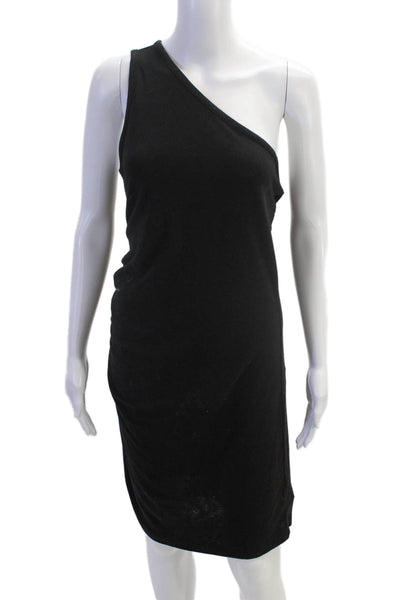 T Alexander Wang Womens Sleeveless One Shoulder Drapey Dress Black Size L
