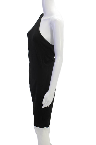 T Alexander Wang Womens Sleeveless One Shoulder Drapey Dress Black Size L