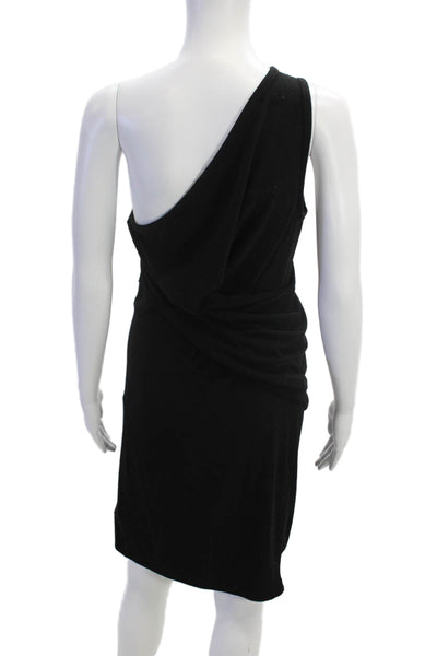 T Alexander Wang Womens Sleeveless One Shoulder Drapey Dress Black Size L