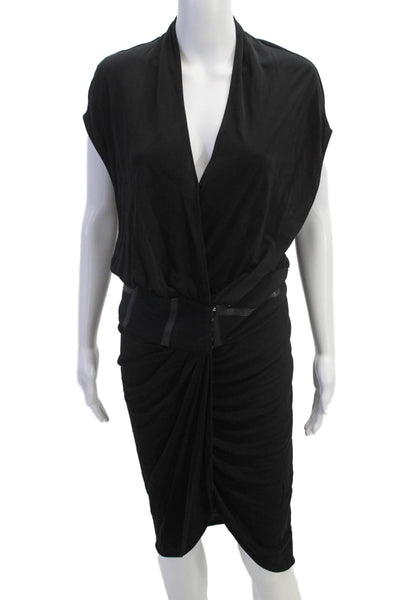 Haute Hippie Womens V Neck Sleeveless Hook Closure Dress Black Size M