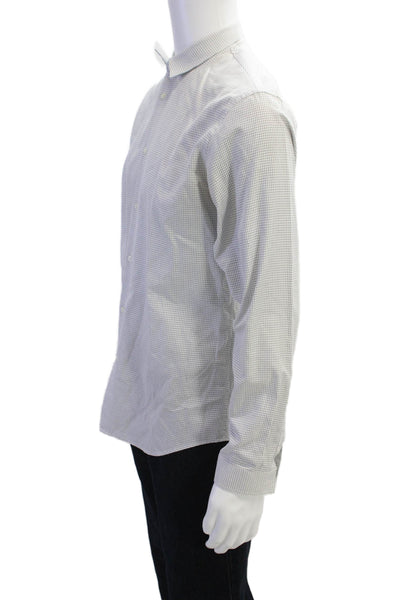 Sandro Mens Cotton Striped Collared Long Sleeve Button-Down Shirt White Size 39