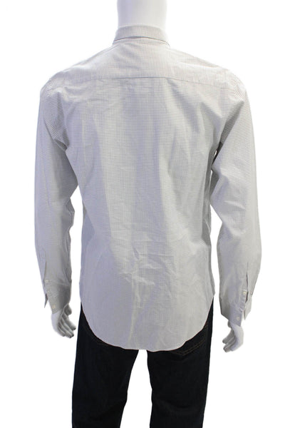 Sandro Mens Cotton Striped Collared Long Sleeve Button-Down Shirt White Size 39