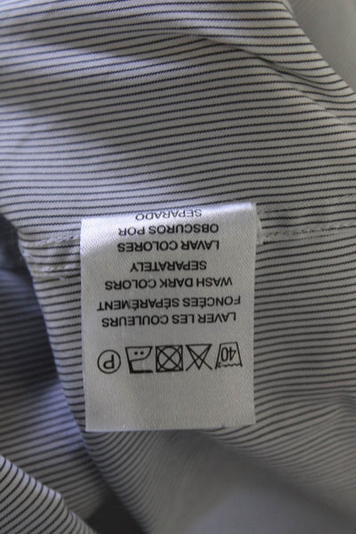 Sandro Mens Cotton Striped Print Collared Button-Down Shirt White Size 39