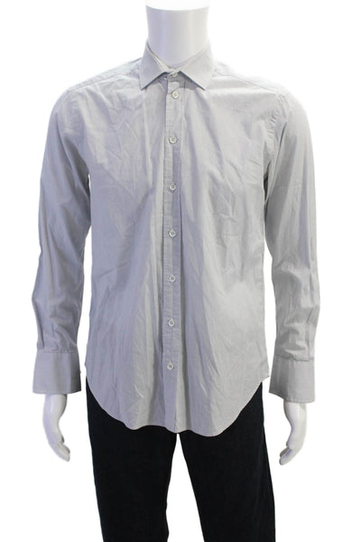 Rag & Bone Mens Cotton Collared Long Sleeve Button-Front Shirt Gray Size 15