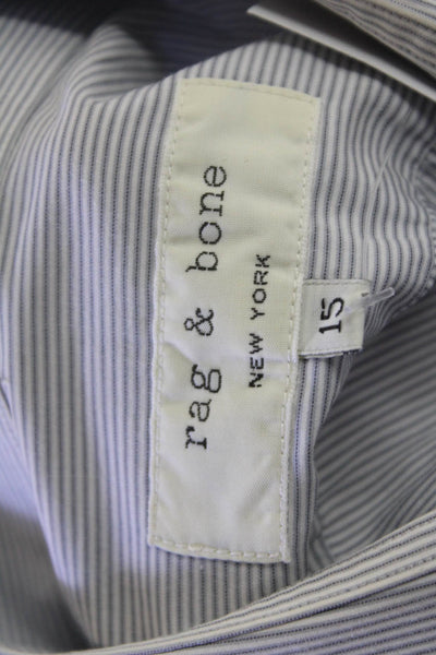 Rag & Bone Mens Cotton Collared Long Sleeve Button-Front Shirt Gray Size 15