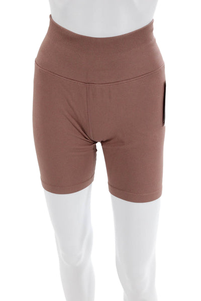 Spiritual Gangster Womens High Waisted Stretch Athletic Shorts Pink Size M
