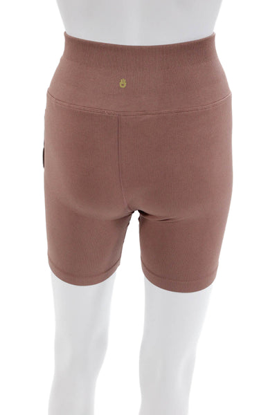 Spiritual Gangster Womens High Waisted Stretch Athletic Shorts Pink Size M