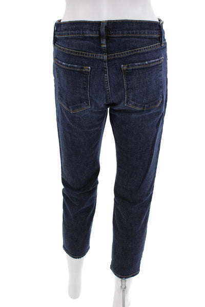 Frame Womens Cotton Distressed Pocketed Low Rise Capris Dark Blue Size 25