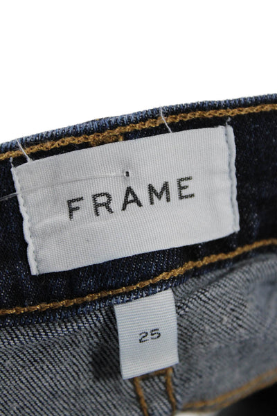 Frame Womens Cotton Distressed Pocketed Low Rise Capris Dark Blue Size 25