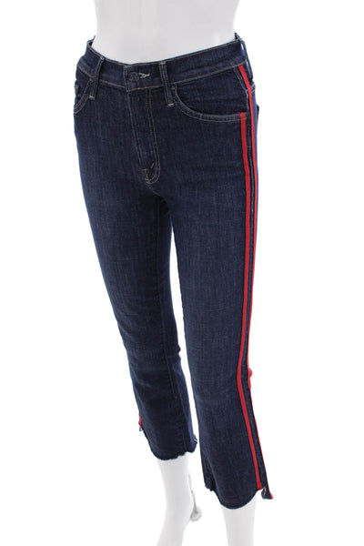 Joes Womens Cotton Side Striped Raw Ankle Detail Jeans Dark Blue Size 25