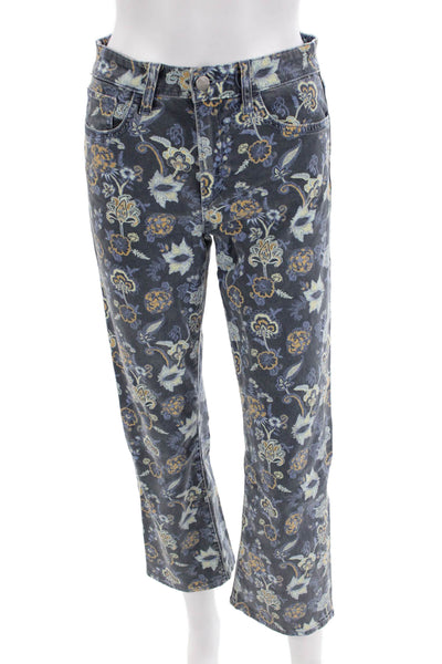 Joes Womens Cotton The Callie High Rise Crop Floral Boot Cut Jeans Gray Size 25