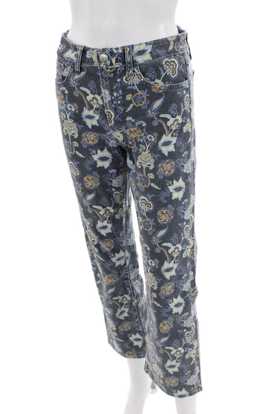 Joes Womens Cotton The Callie High Rise Crop Floral Boot Cut Jeans Gray Size 25
