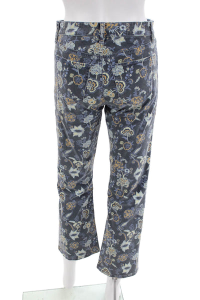 Joes Womens Cotton The Callie High Rise Crop Floral Boot Cut Jeans Gray Size 25