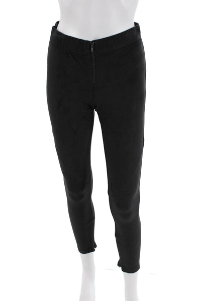 David Lerner Womens Faux Suede Zipper Detail Elastic Waist Pants Black Size S