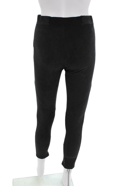 David Lerner Womens Faux Suede Zipper Detail Elastic Waist Pants Black Size S